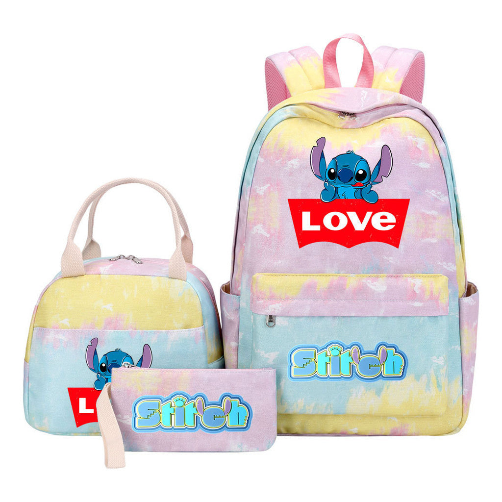 Interstellar Baby Stitch Youth Student Girls School Bag Lunch Bag Three Piece Set Backpack Set