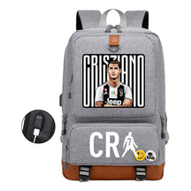 Football Star Cristiano Ronaldo Printed Usb Youth Primary And Secondary School Backpack For Boys And Girls Leisure Travel Backpack