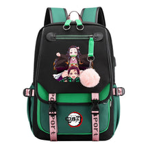 Comic Cartoon Fashion Usb Student Backpack Casual Woven Flap Backpack