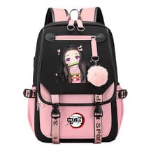 Comic Cartoon Fashion Usb Student Backpack Casual Woven Flap Backpack