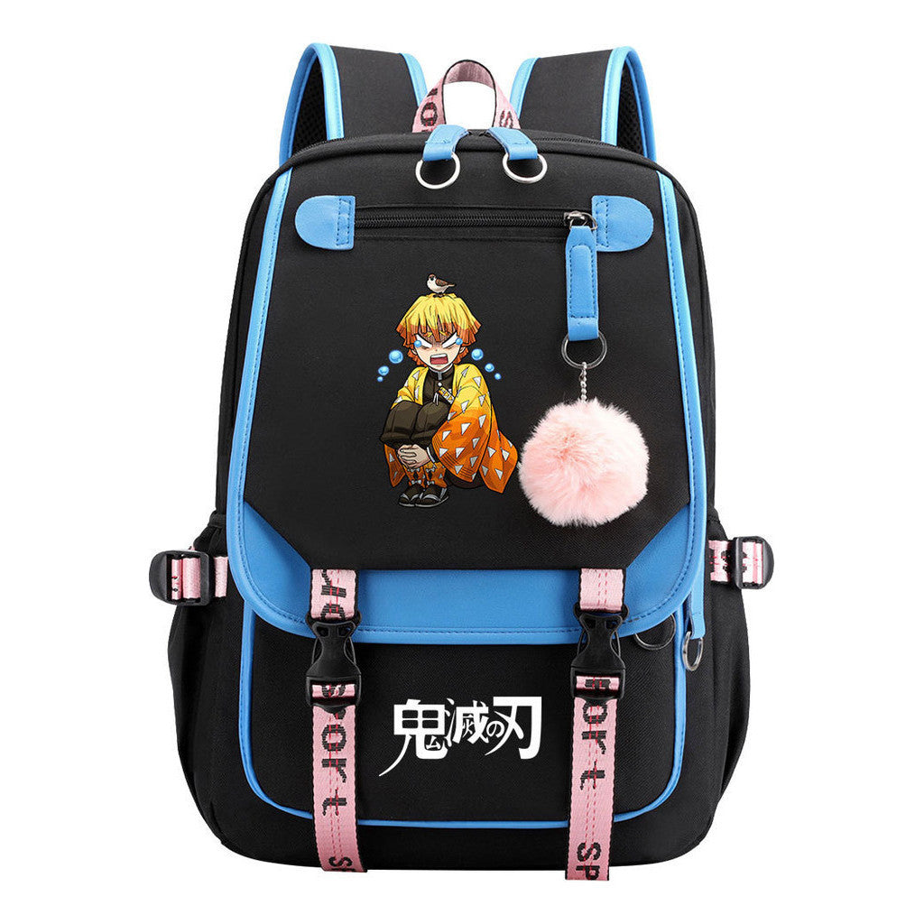 Japanese Cartoon Fashion Usb Student Backpack Casual Woven Flap Backpack