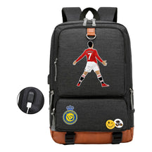 Football Star Cristiano Ronaldo Printed Usb Student Backpack Leisure Travel Backpack