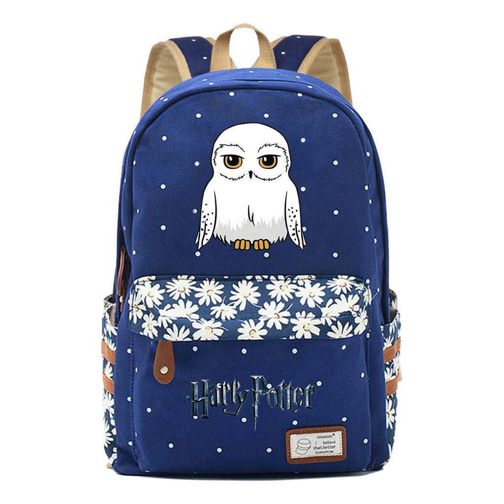 School Of Witchcraft And Wizardry Student Backpack With Floral Canvas Backpack