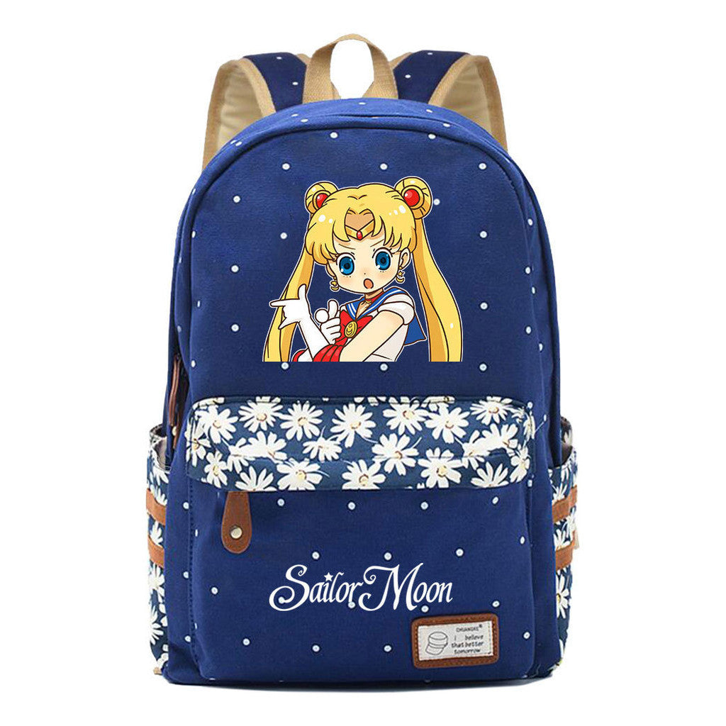 Anime Beauty Girl Warrior Youth School Bag Fragmented Flower Leisure Backpack
