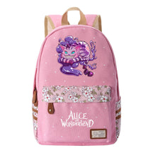 Anime Cartoon Cheshire Cat Print Student Backpack, Floral Casual Backpack