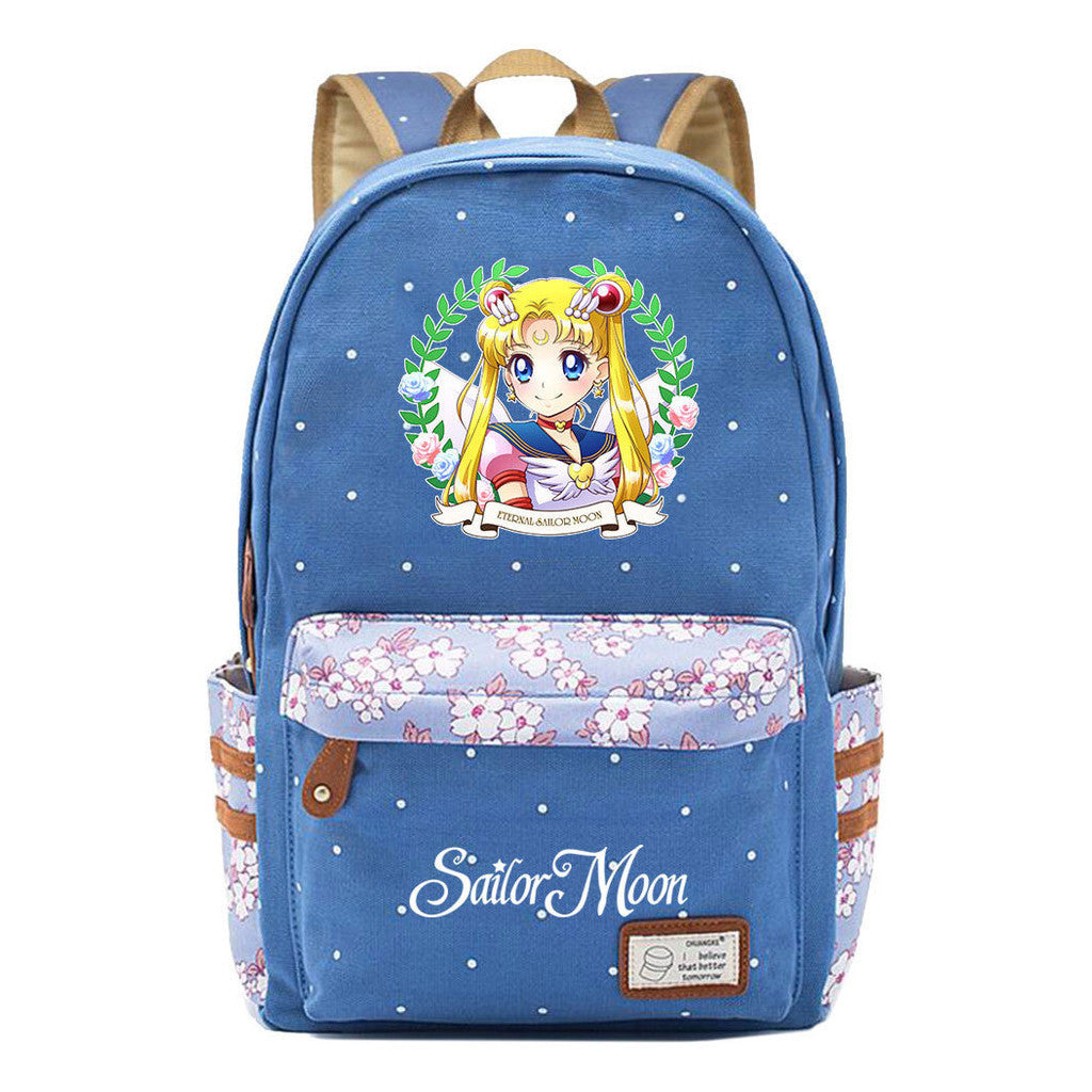 Anime Surrounding Beauty Girl Warrior Youth Student School Bag Fragmented Flower Boy's And Girl's Leisure Backpack
