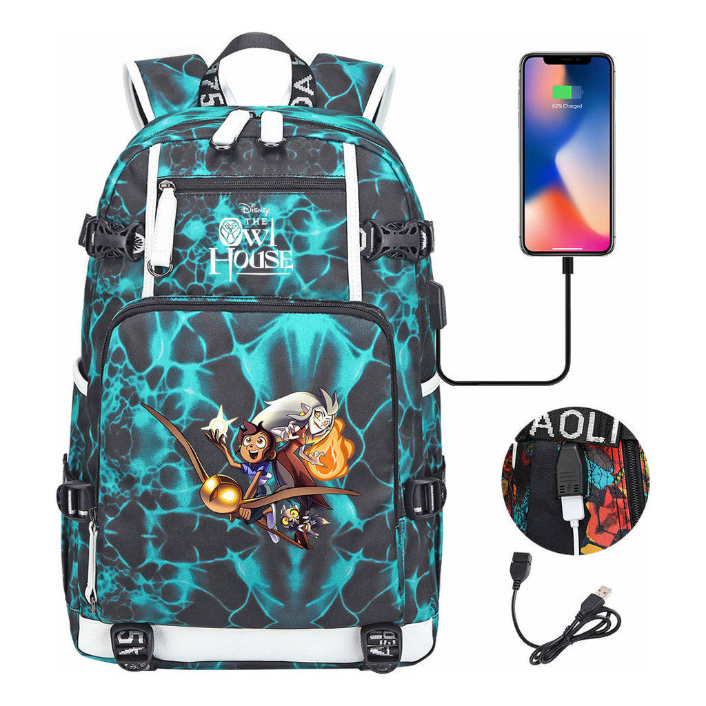 Anime Owl Magic Print Youth Student School Bag Backpack Leisure Travel Backpack