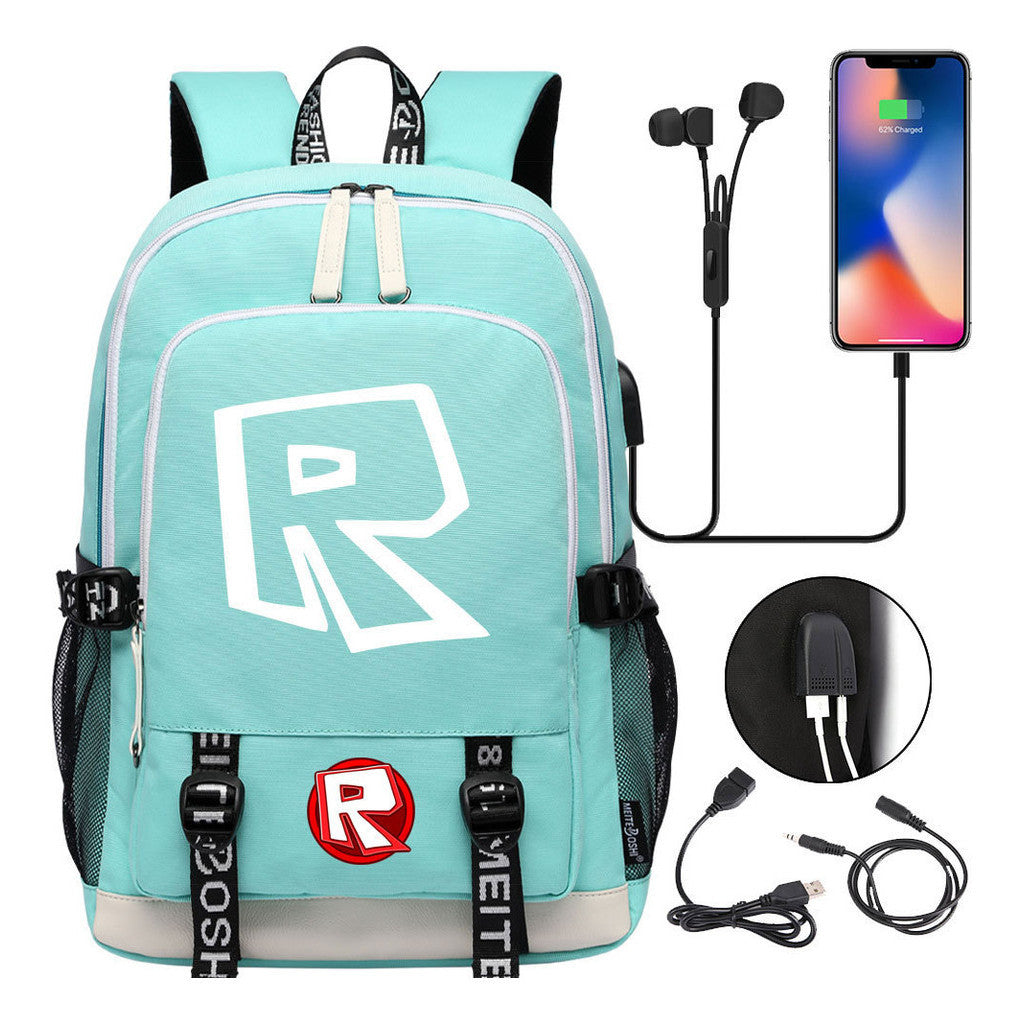 Printed Youth Student Backpack Usb Casual Backpack