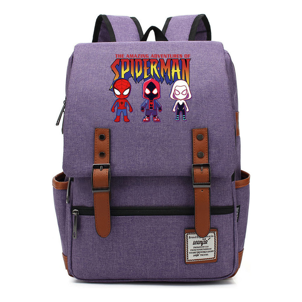 Superhero Print Youth Student Backpack For Men And Women, Casual Belt Buckle, Classic Backpack