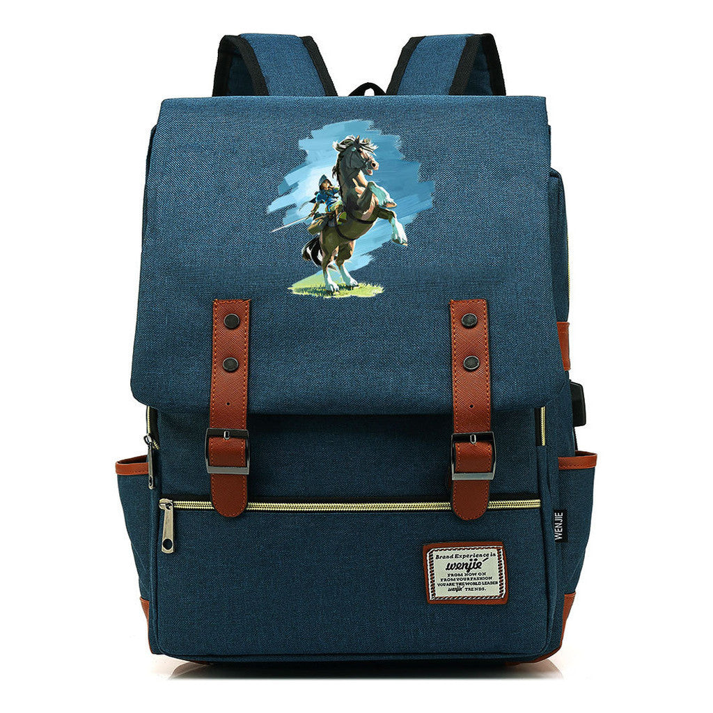 Game Zelda Kingdom Tears Print Youth Student Backpack Usb Casual Backpack