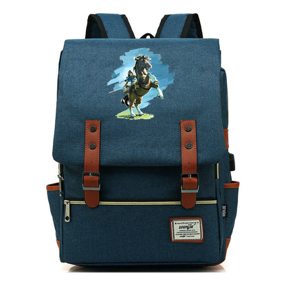 Game Zelda Kingdom Tears Print Youth Student Backpack Usb Casual Backpack