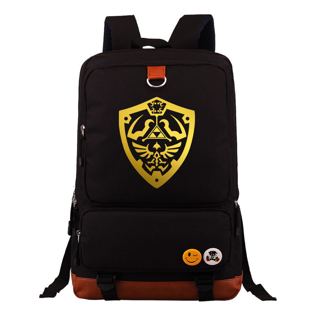 Golden Printed Youth Student Backpack, Travel Bag, Men's And Women's Backpack