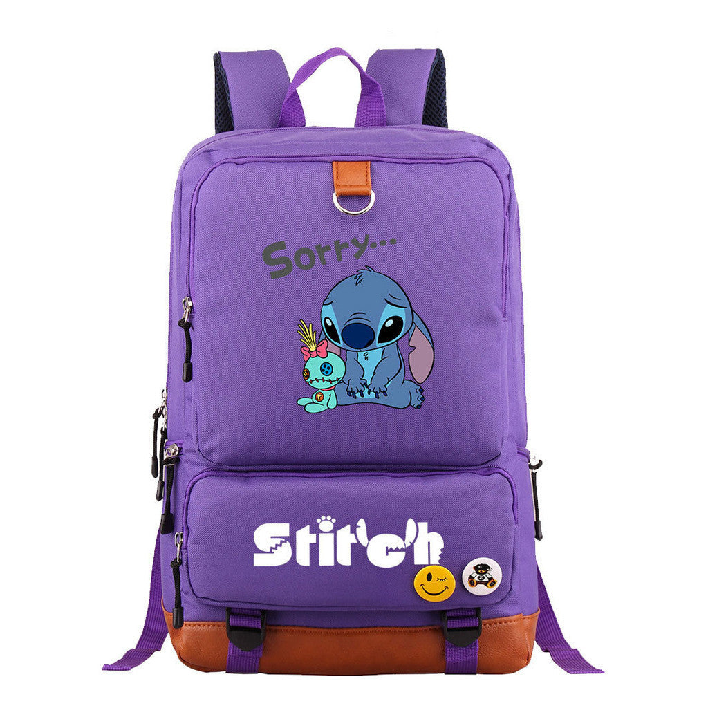 Anime Star Baby Stitch Printed Youth Student School Bag Travel Bag Backpack Travel Backpack