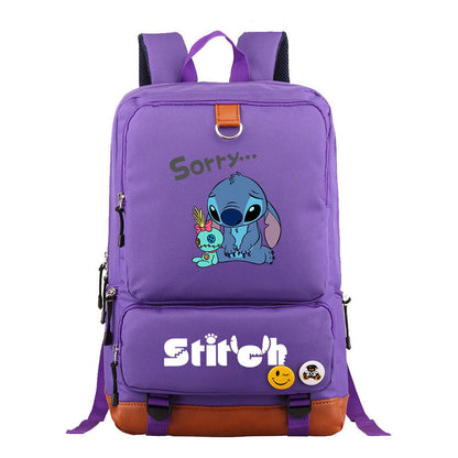 Anime Star Baby Stitch Printed Youth Student School Bag Travel Bag Backpack Travel Backpack