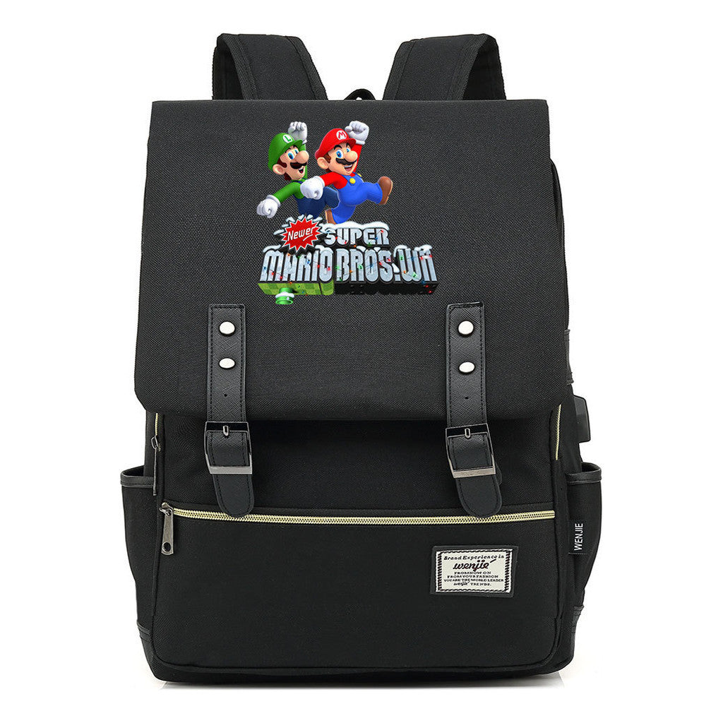 Game Super Mario Youth Student Backpack Usb Casual Backpack