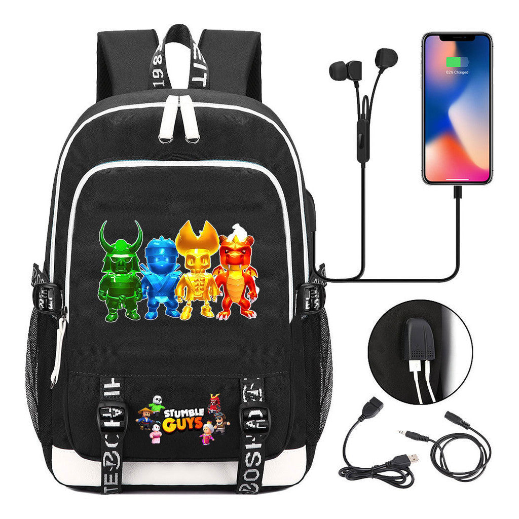 Printed Youth Student Backpack Usb Casual Backpack