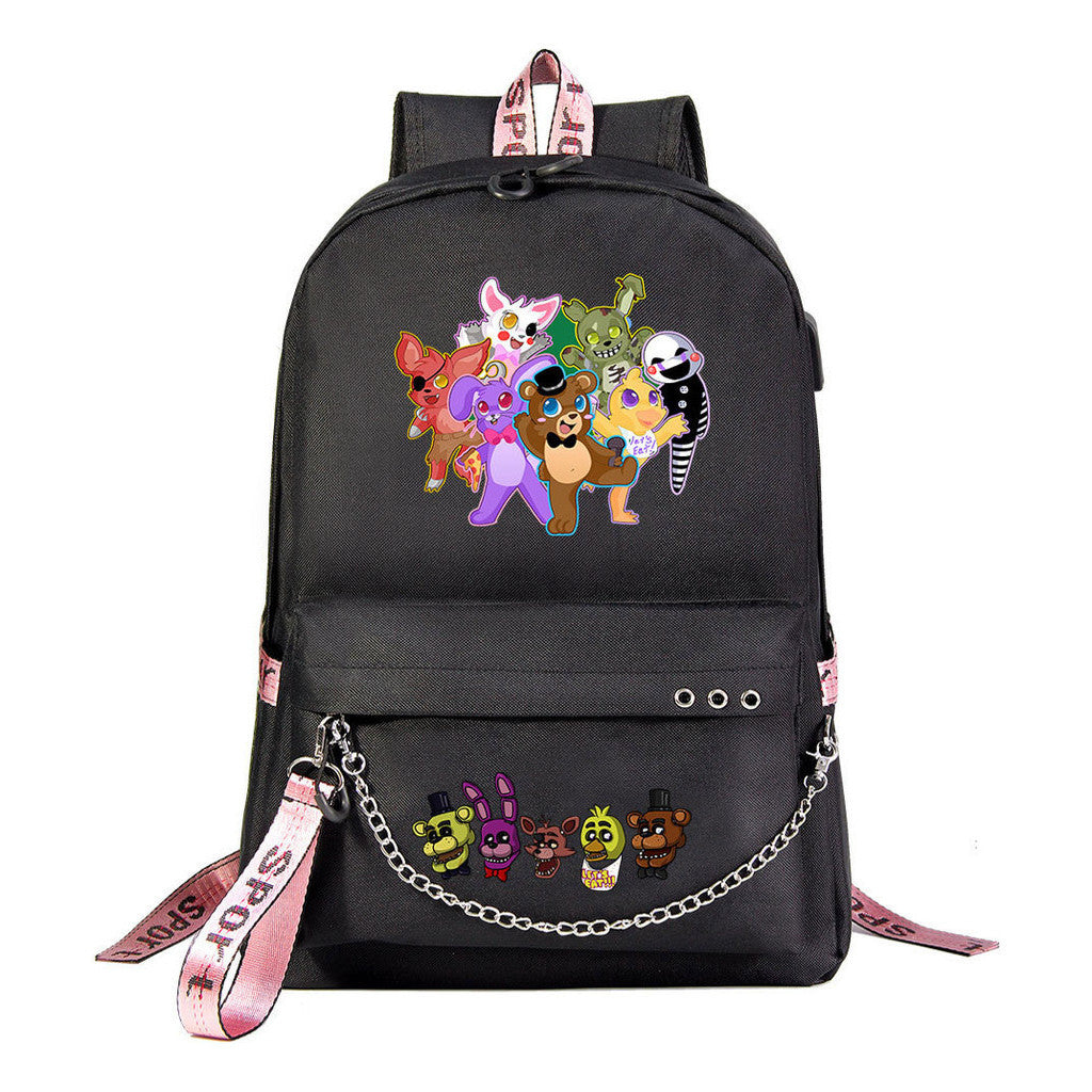 Toy Bear Game Usb Youth Student Backpack For Men And Women Leisure Travel Backpack