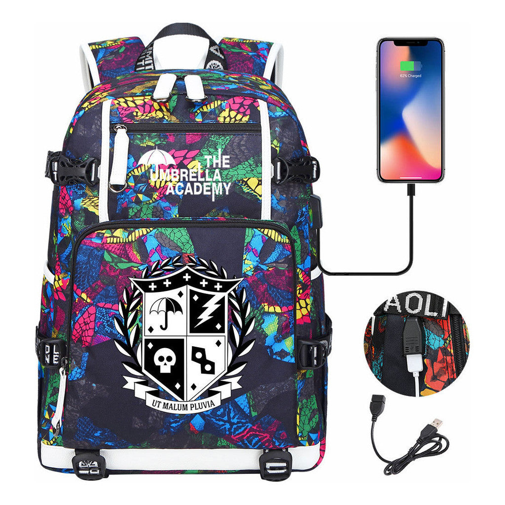 Printed Usb Large Capacity Youth Student Backpack For Men And Women's Leisure Travel Backpack
