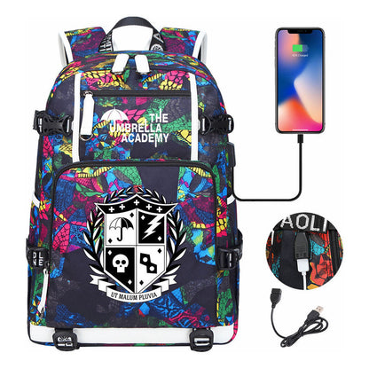 Printed Usb Large Capacity Youth Student Backpack For Men And Women's Leisure Travel Backpack