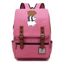 Cartoon Cute Three Bears Printed Youth School Bag For Men And Women Leisure Belt Buckle Classic Backpack