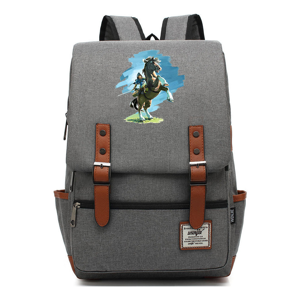 Game Zelda Printed Youth Student Backpack For Men And Women, Casual Belt Buckle, Classic Backpack