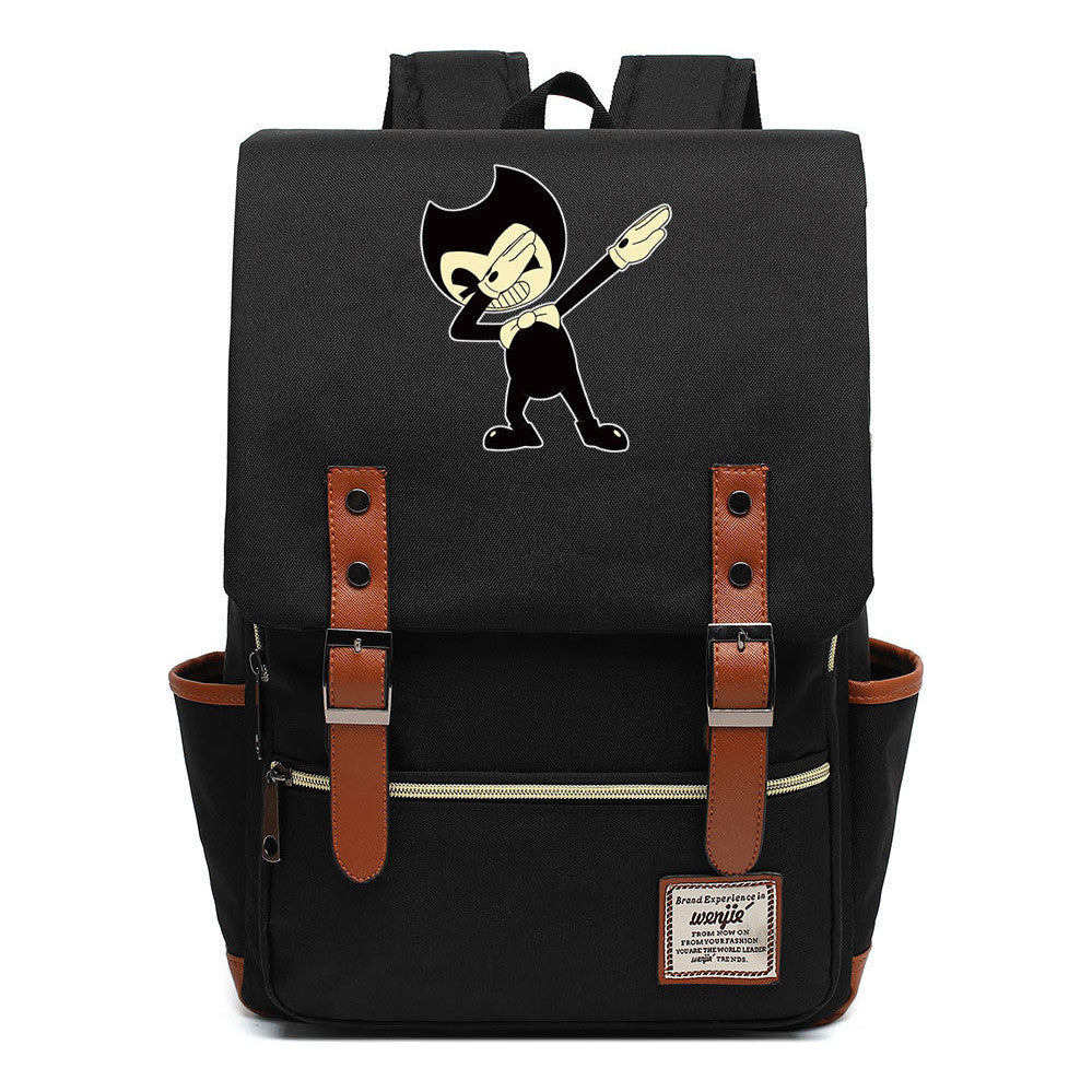 Printed Teenage Student Backpack For Men And Women With Casual Belt Buckle Classic Backpack