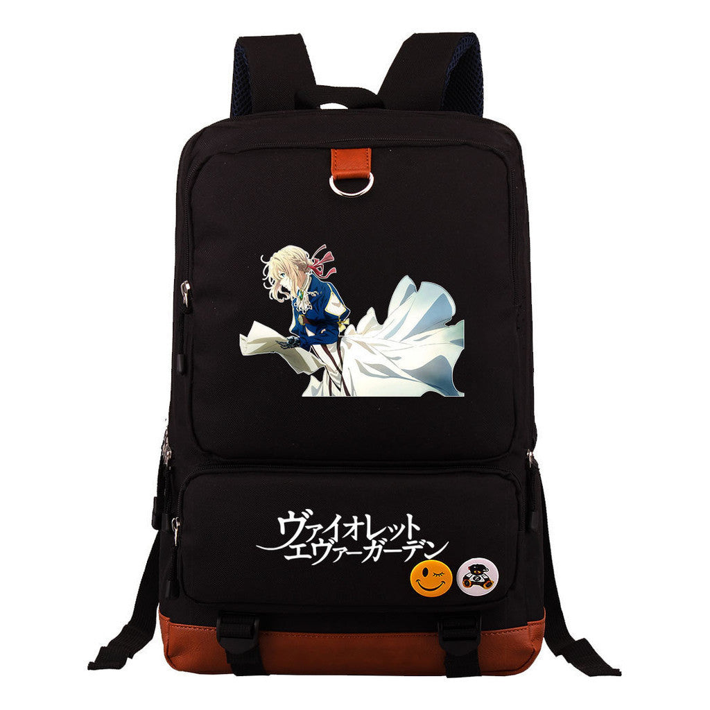 Violet Eternal Garden Printed Student School Bag Large Capacity Travel Bag Men's And Women's Backpack