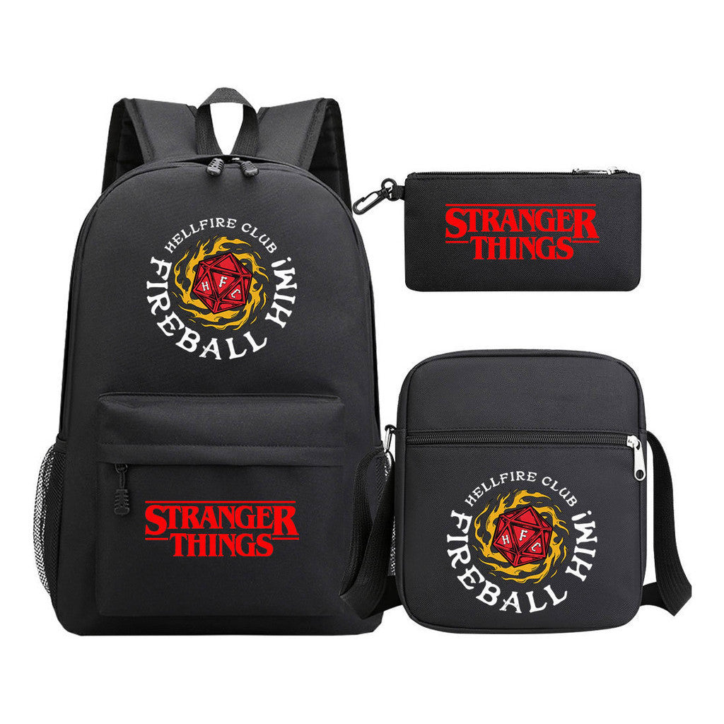 Strange Story Starry Sky Printed Youth Student Backpack 3-piece Set For Men And Women, Backpack Set