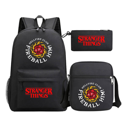 Strange Story Starry Sky Printed Youth Student Backpack 3-piece Set For Men And Women, Backpack Set
