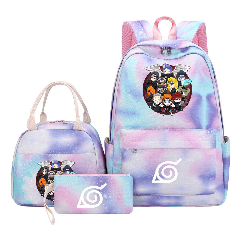 Naruto Student Girl Backpack Lunch Bag Three Piece Set Backpack Set