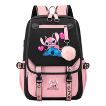 Interstellar Baby Stitch Usb Backpack For Boys And Girls Casual Woven Strap Flip Backpack