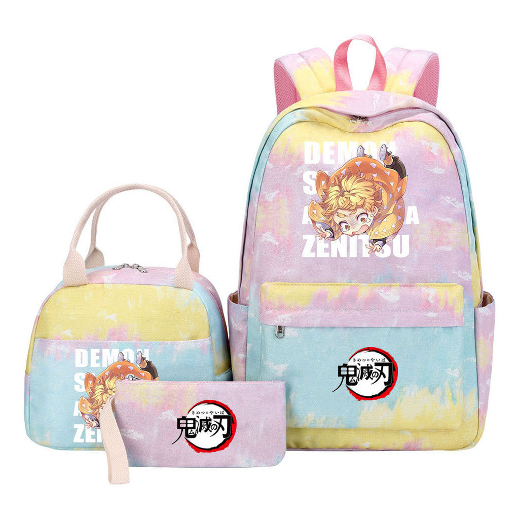 Cartoon Fashion Youth Student Girls School Bag Lunch Bag Three Piece Set Backpack