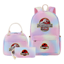 Jurassic Park Dinosaur Student Girls School Bag Lunch Bag Three Piece Set Backpack Set