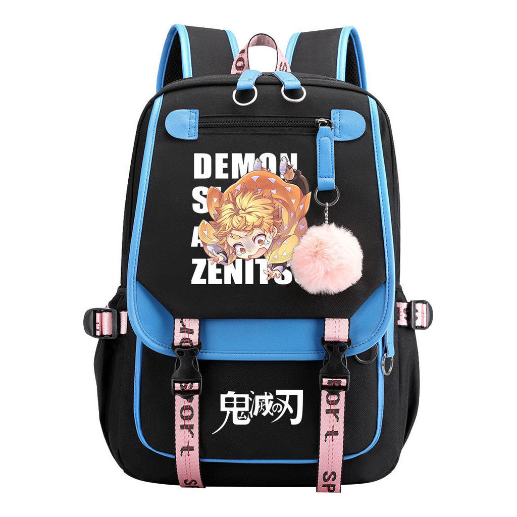 Cartoon Fashion Usb Youth School Bag For Boys And Girls Casual Ribbon Flip Backpack