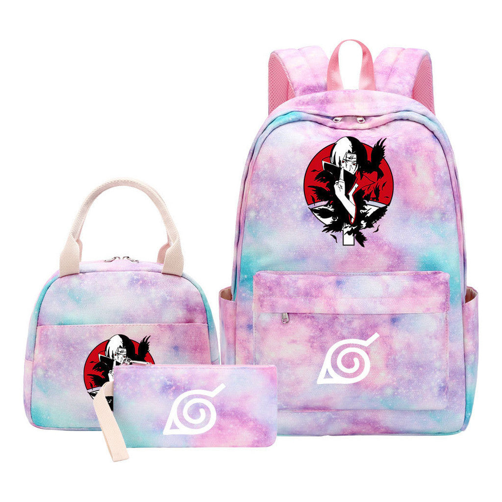 Naruto Teenage Student Girls School Bag Lunch Bag Three Piece Set Backpack Set