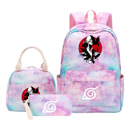 Naruto Teenage Student Girls School Bag Lunch Bag Three Piece Set Backpack Set