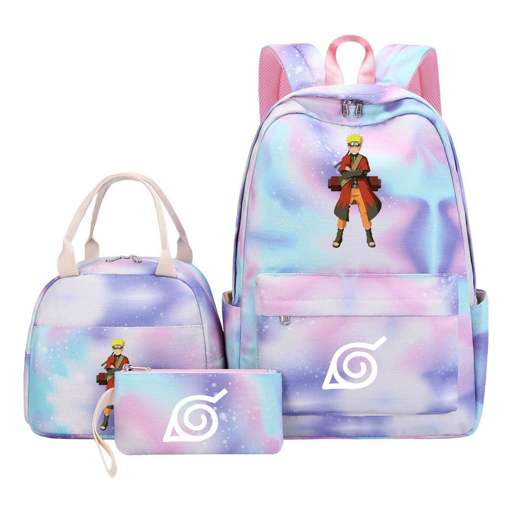 Naruto Teenage Student Girls School Bag Lunch Bag Three Piece Set Backpack Set