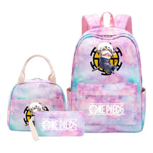 Cartoon Pirate King Youth Student Girls School Bag Lunch Bag Three Piece Set Backpack Set