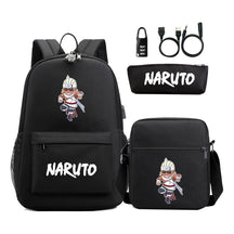 Naruto Usb Password Lock Youth Student Backpack Three Piece Set For Men And Women Backpack Set