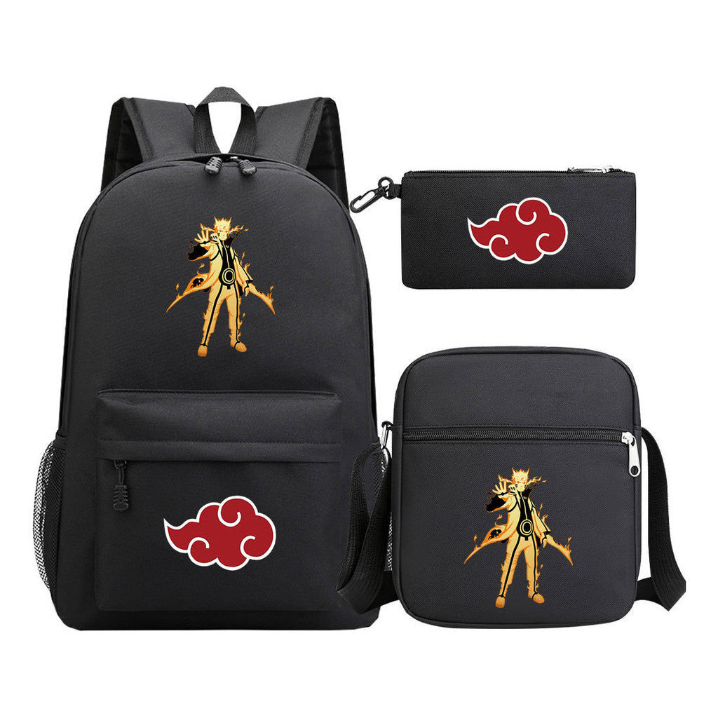Anime Naruto Starry Sky Youth School Bag Three Piece Set For Boys And Girls Backpack Set