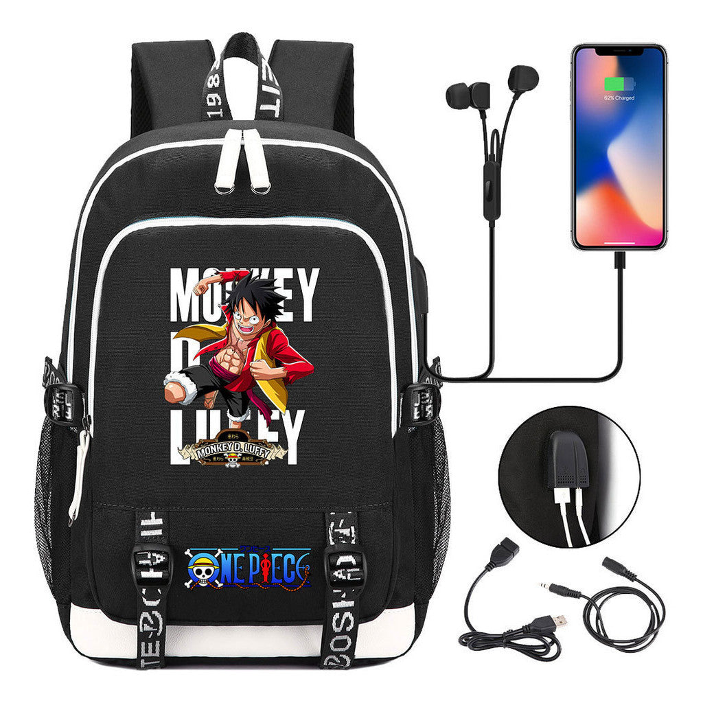 Pirate King Lufei Youth Student School Bag Usb Men's And Women's Leisure Backpack