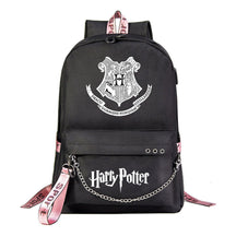 School Of Witchcraft And Wizardry Badge Usb Youth Student Backpack For Men And Women's Leisure Travel Backpack