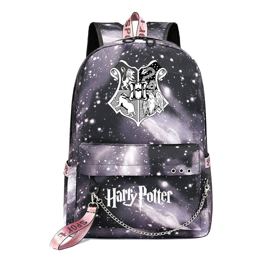 School Of Witchcraft And Wizardry Badge Usb Youth Student Backpack For Men And Women's Leisure Travel Backpack