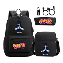 Naruto Usb Password Lock Youth Student Backpack Three Piece Set For Men And Women Backpacks
