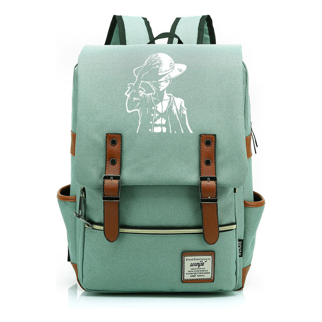 Anime Pirate King Luffy Printed Youth Student School Bag Casual Belt Buckle Classic Backpack