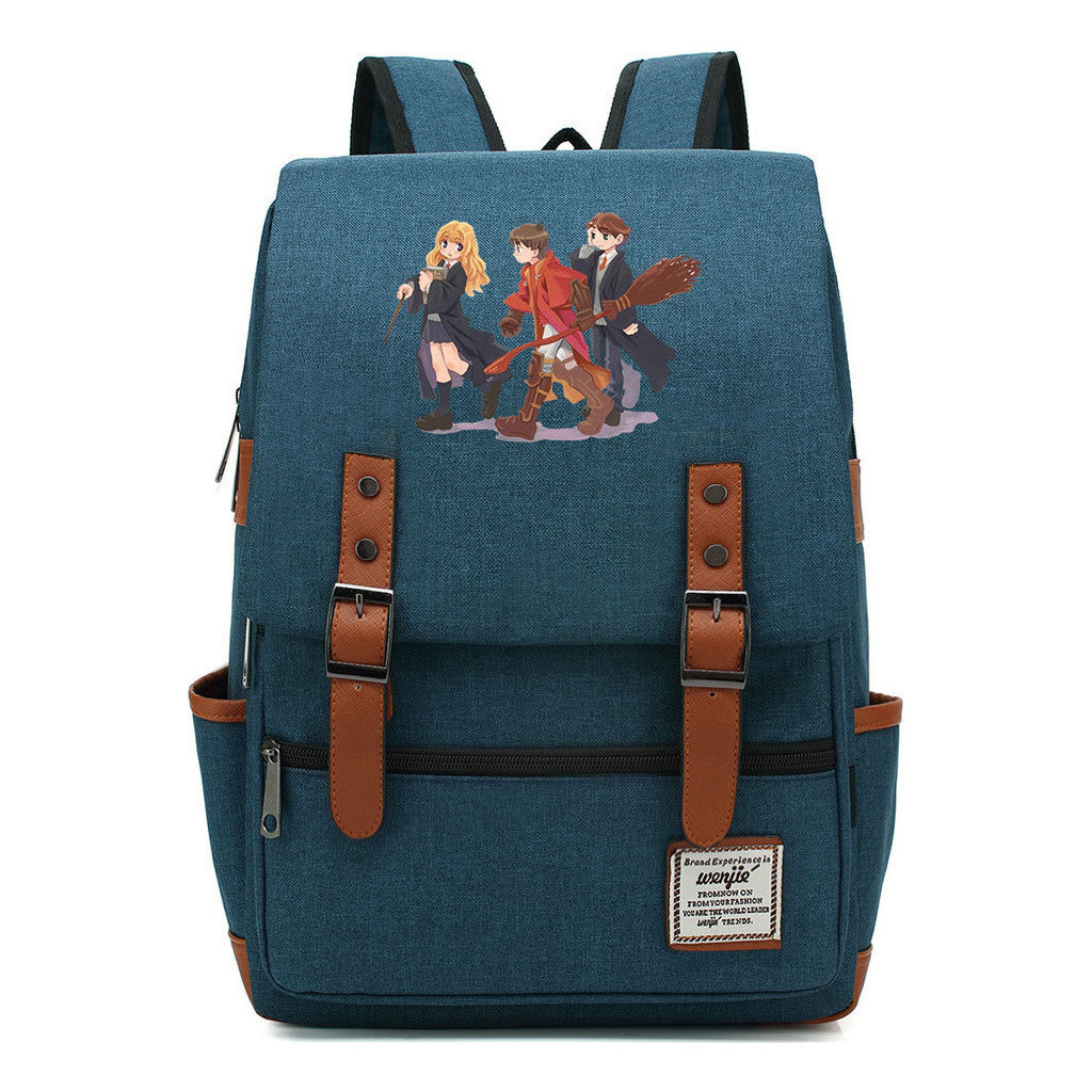 School Of Witchcraft And Wizardry Printed Youth Student School Bag Casual Belt Buckle Classic Backpack
