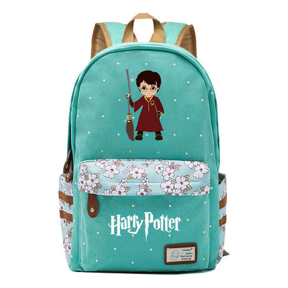 School Of Magic School Teen School Bag Floral Canvas Girl Backpack
