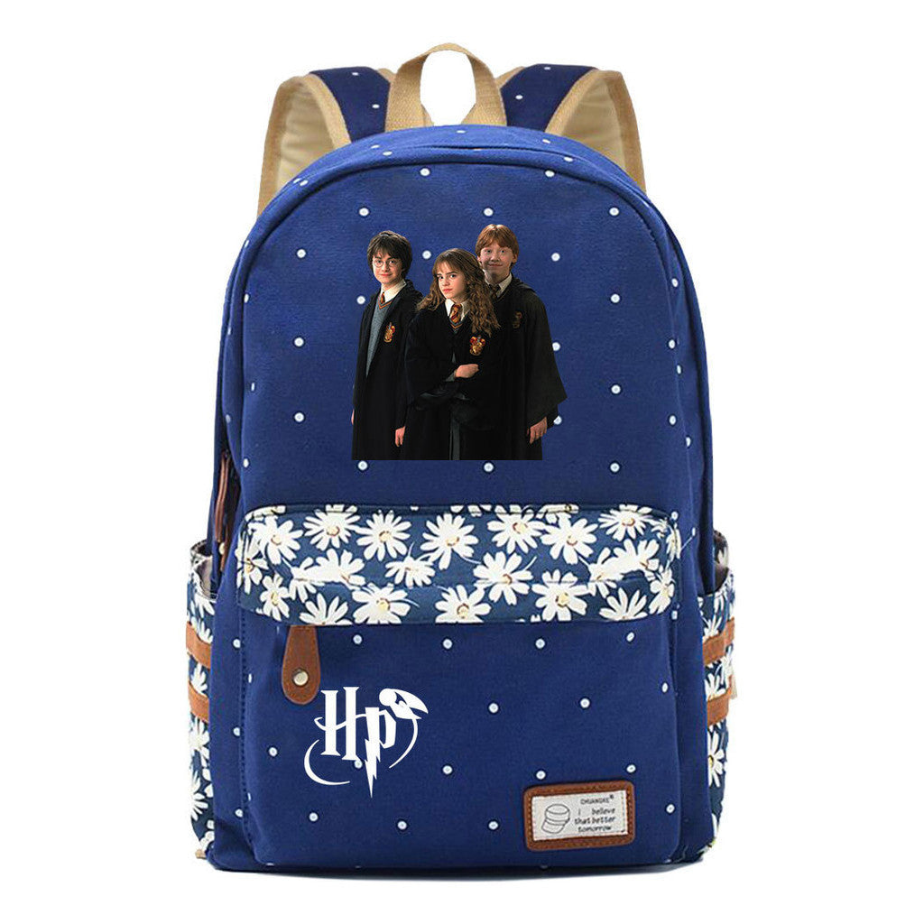 School Of Witchcraft And Wizardry Student Backpack, Floral Canvas, Female Backpack