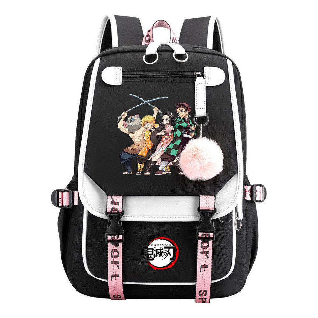 Comic Cartoon Fashion Usb Student Backpack Casual Woven Flap Backpack