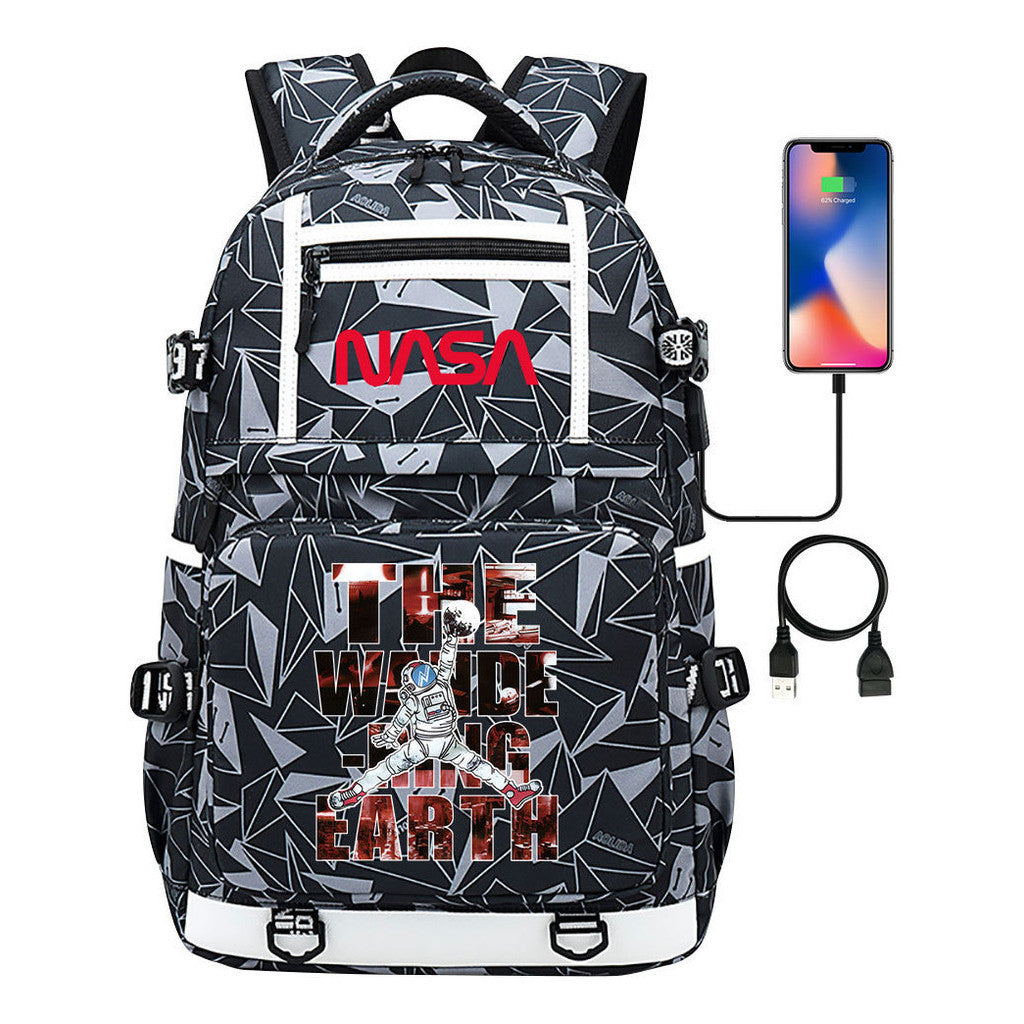 Printed Usb Youth School Bag Backpack Leisure Travel Backpack